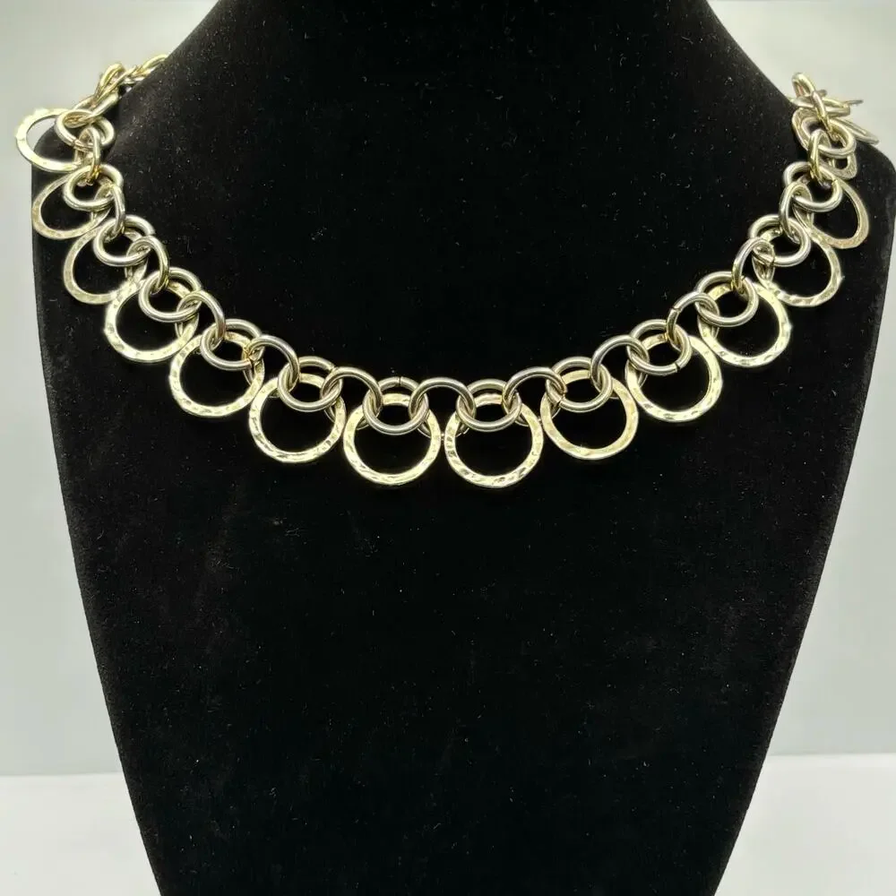 Retro Gold Circle Link Necklace